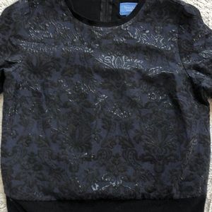Simply Vera Wang jacquard crop blouse 3/4 sleeve